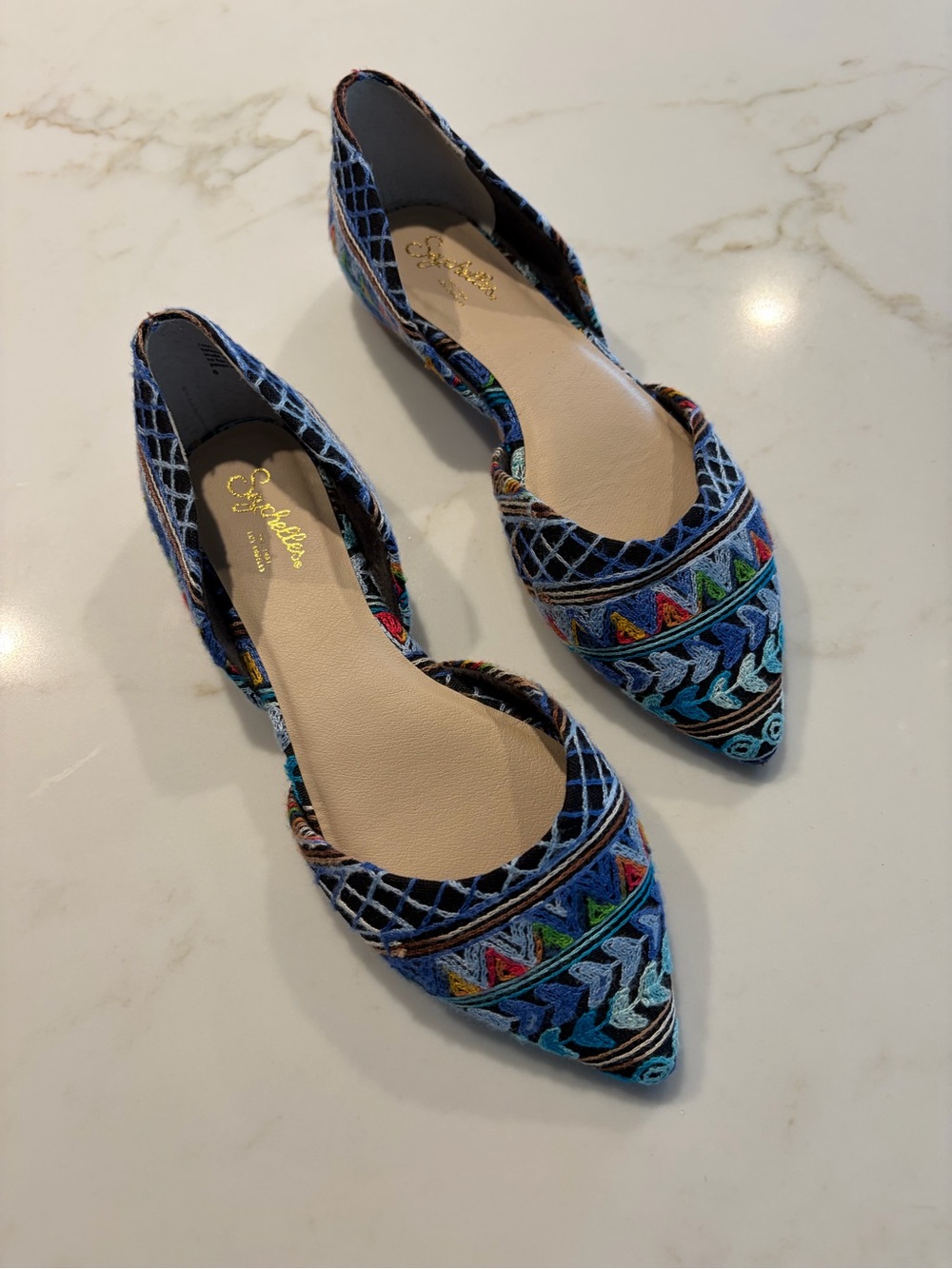 Seychelles Alina Embroidered Pointed Toe D’Orsay Flats